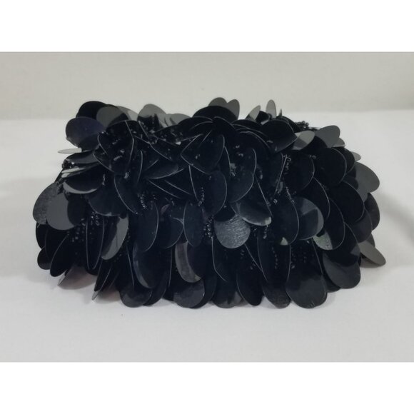 Sequined Change Purse 4" Black with large sequins and beads - Picture 4 of 6